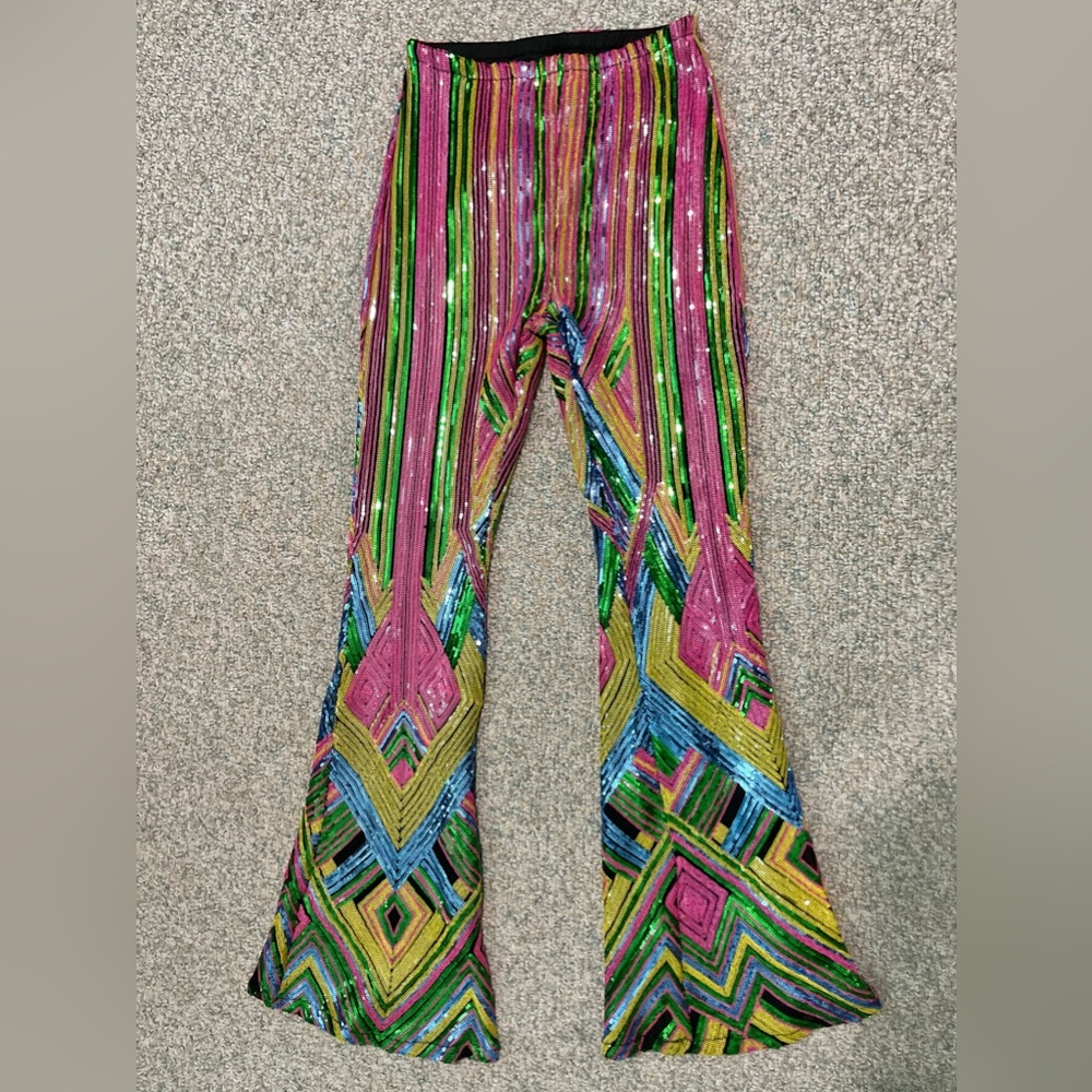 Multicolor Sequin Flare Pants